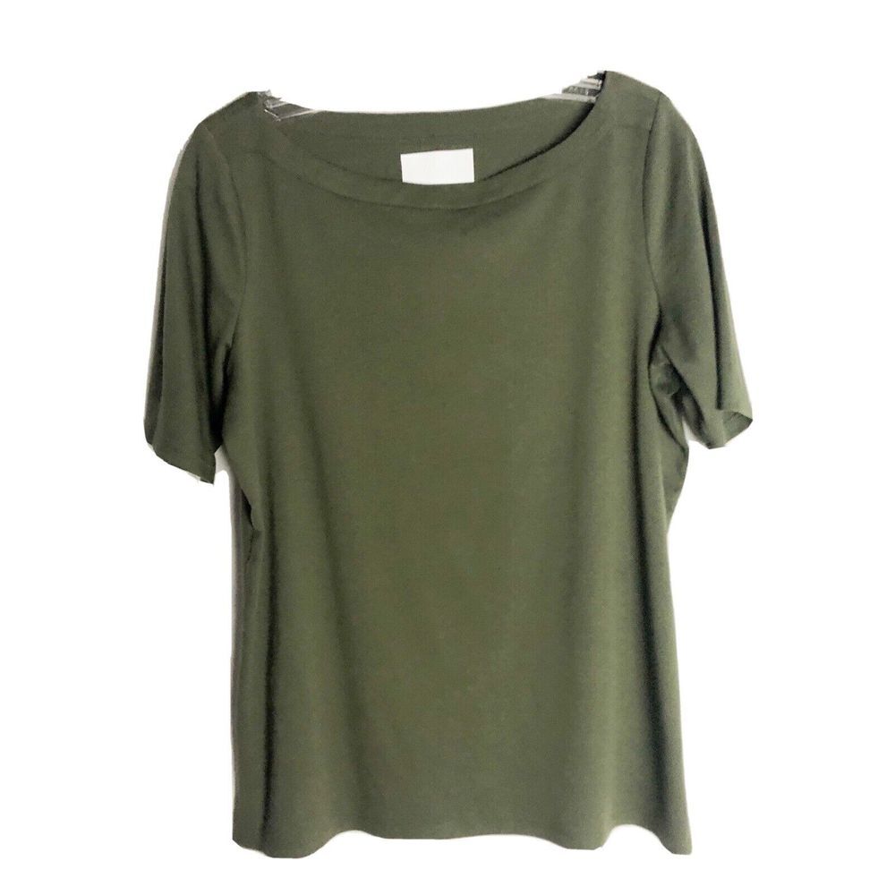 Talbots Plus Size Woman's Green Short Sleeve Stretch Top Weekend Tee Size X